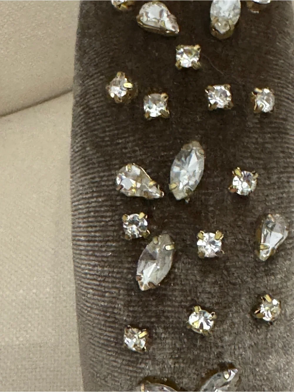 LeLe Sadoughi Taupe crystal-embellished velvet headband